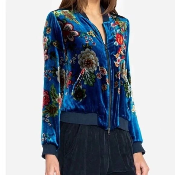 Johnny Was Vivian Velvet Bomber Jacket 100% silk velvet Size 1X Plus size - Picture 2 of 8
